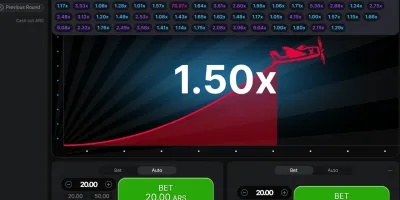 Simulación del juego Aviator en la app
